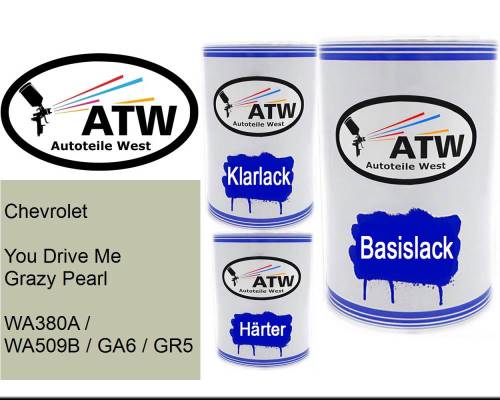 Chevrolet, You Drive Me Grazy Pearl, WA380A / WA509B / GA6 / GR5: 500ml Lackdose + 500ml Klarlack + 250ml Härter - Set, von ATW Autoteile West.